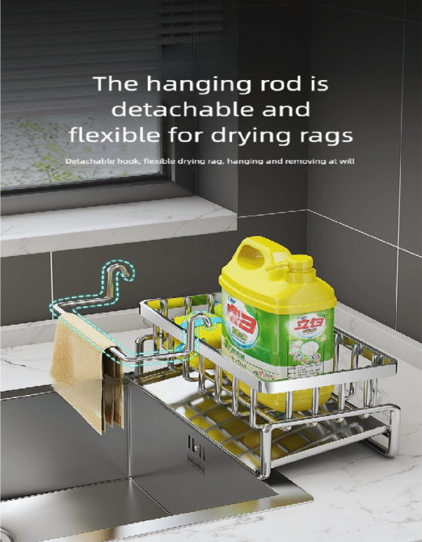 Slanted drain storage rack with rod - Image 3