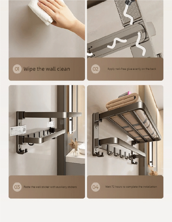 Space aluminum gun gray towel rack -5-piece set (Excellent quality) - Image 3