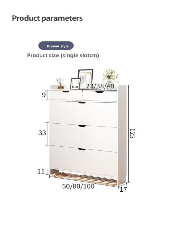 Tipping bucket shoe cabinet (with drawers) - Image 2