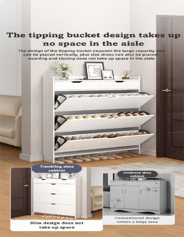 Tipping bucket shoe cabinet (with drawers) - Image 4