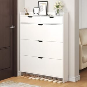 Tipping bucket shoe cabinet (with drawers)
